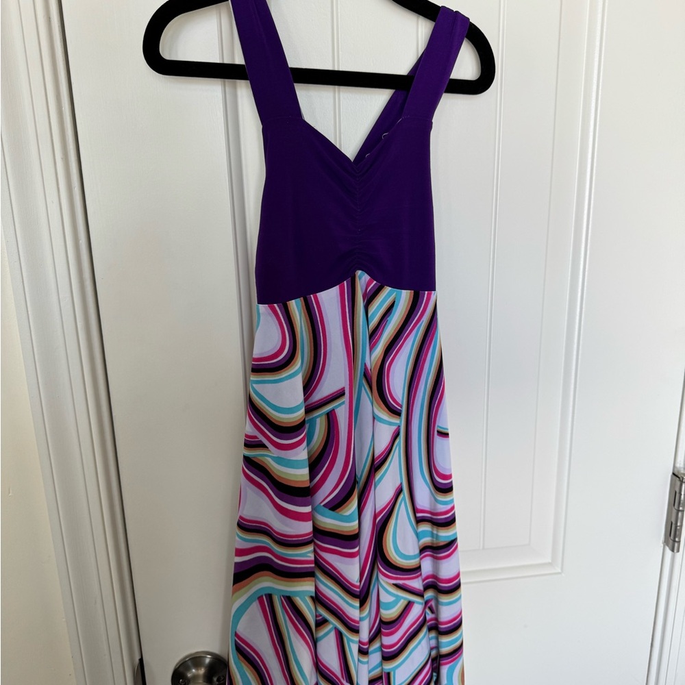 Twirly girl Purple and Pink Sleeveless V-Neck Sundress